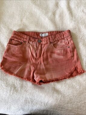 Free People Rust-Toned Frayed Hem Denim Shorts